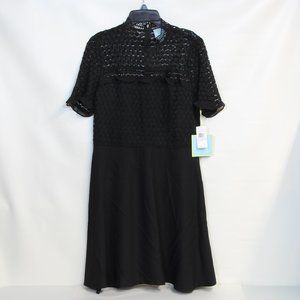 Cece Lilian Women’s Rich Black Lace Top Short Sleeve Mini Cocktail Dress NWT